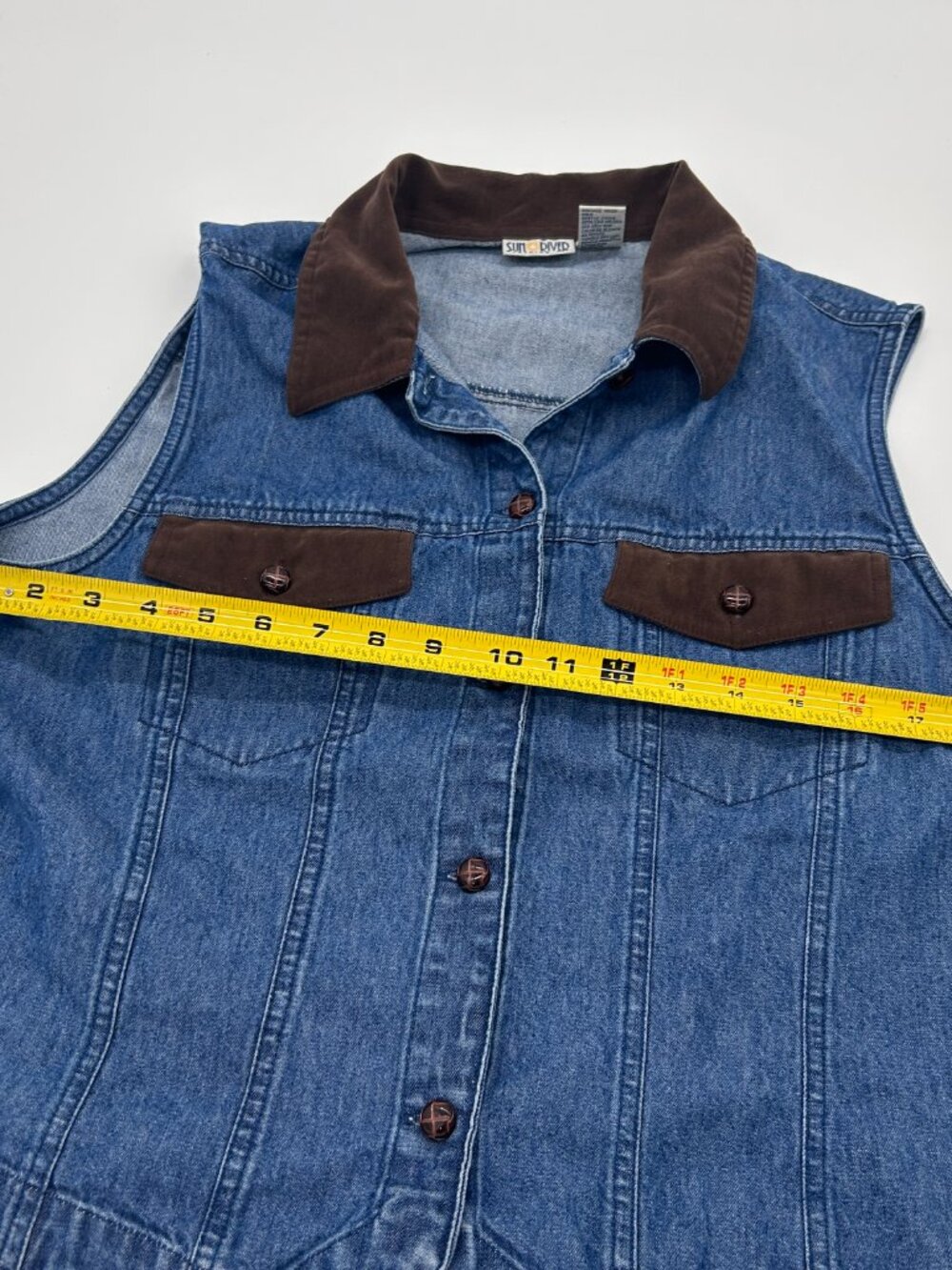 Vintage Sun River Western Style Denim Vest Size L 100% Cotton‎ - Picture 8 of 11